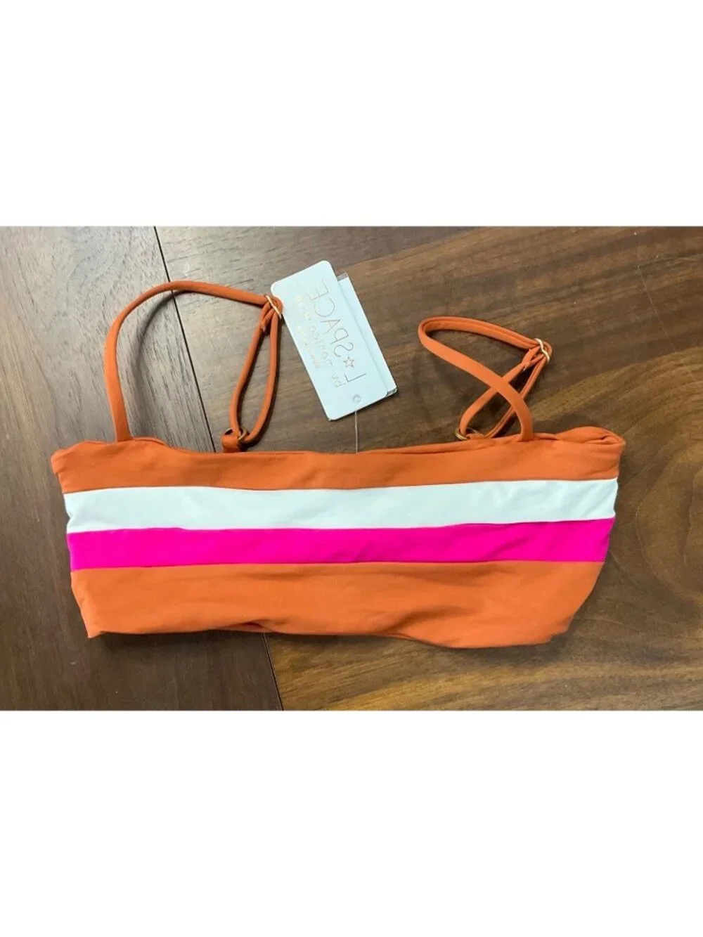 L*Space Rebel Stripe Bikini Top in Amber/Bougainvellia/Cream Small New Womens